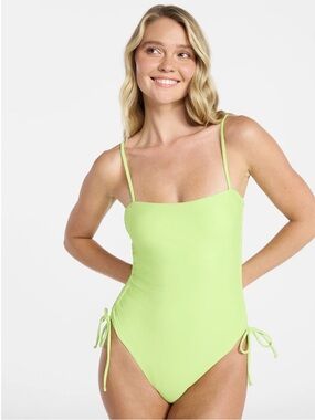 Lime Green Spaghetti Strap One-Piece Swimsuit